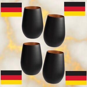 4pcs Stölzle Lausitz Matte Black Copper Becher Tumblers Cocktail Glasses Germany